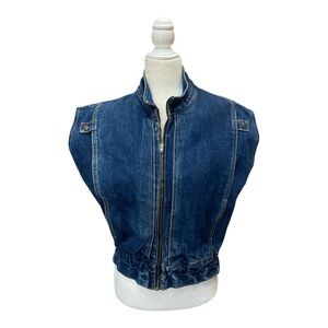 Michael G Womens Unique Interesting Denim Jean Vest 80s 90s